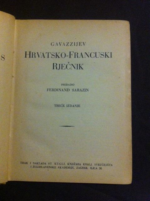 Gavazzijev Hrvatsko-francuski rječnik, treće izdanje