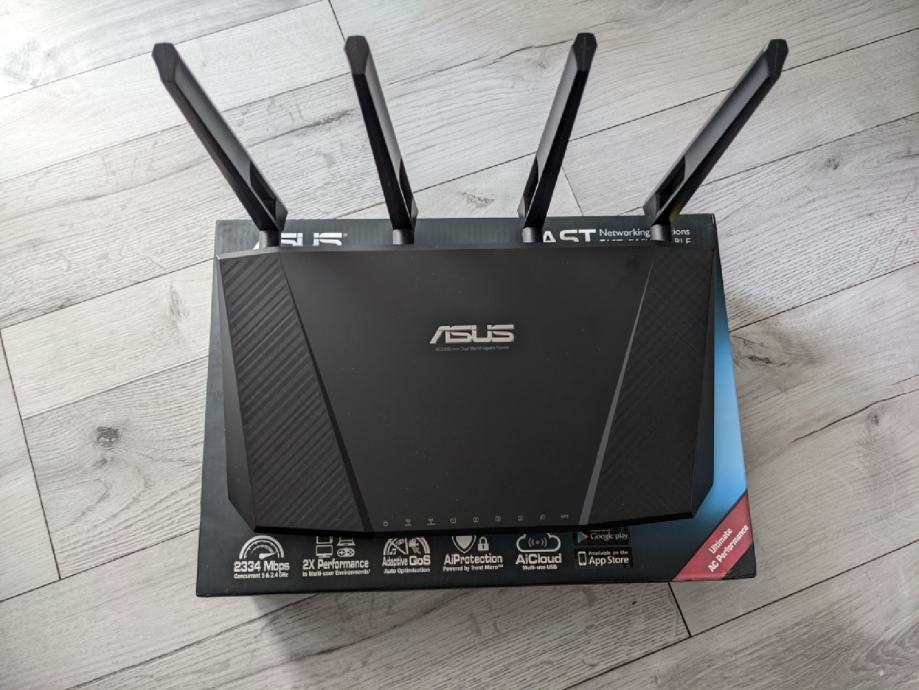 Router Asus RT-AC87U, AC2400, Dual band 2.4GHz/5GHz, 1×WAN, 4×LAN