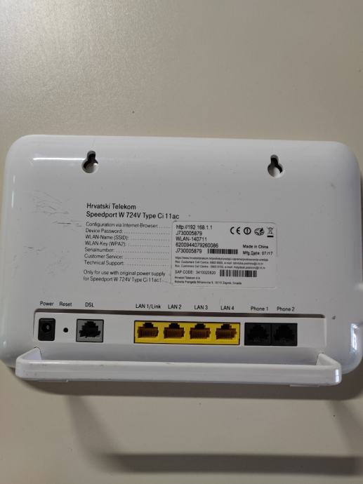 Chemistry Joseph Banks semaphore WiFi ADSL router/modem Speedport w724v