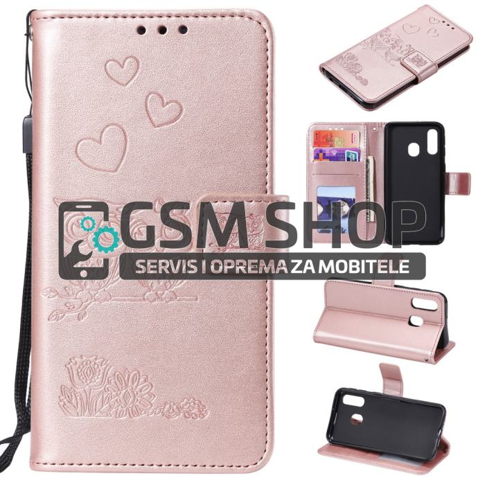 Kožna torbica futrola Samsung Galaxy A20e Dvije sove dizajn roza