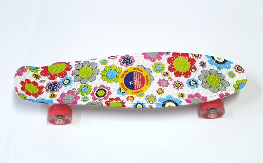 Penny Board skate M15 svijetleći kotači - cvjetni, bijeli