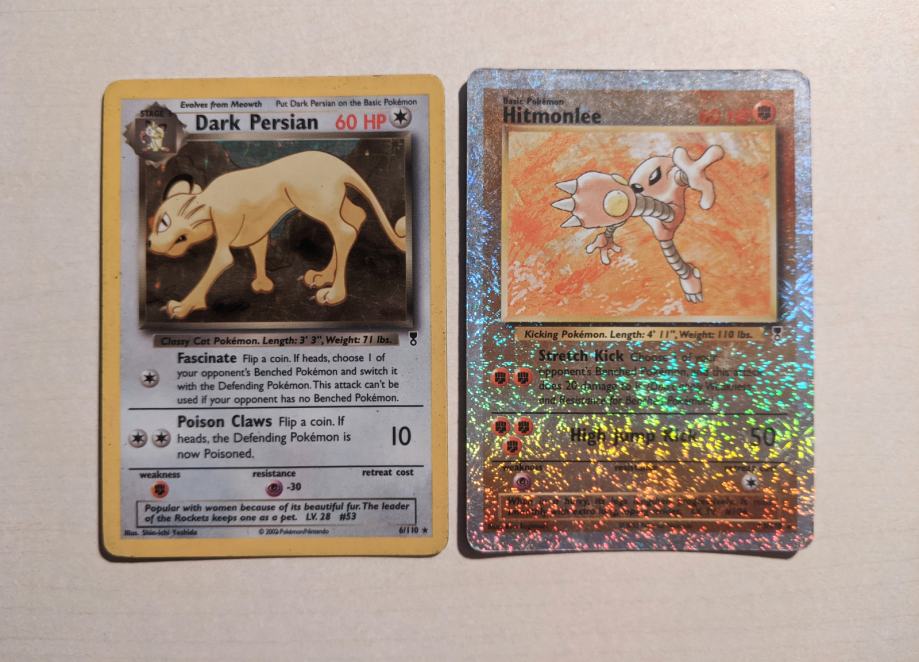 POKEMON LEGENDARY SET // DARK PERSIAN HOLO // HITMONLEE REVERSE HOLO