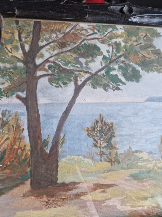 Akvarel s kraja 19.-og stoljeća, top drveni okvir