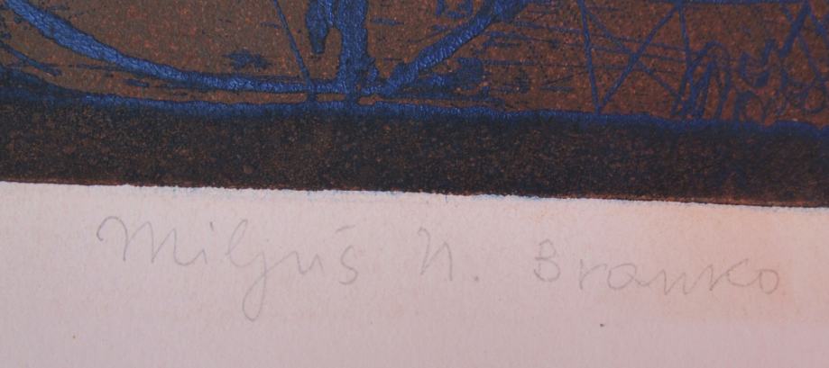 BRANKO MILJUŠ slikar EKVINOCIJ, ORIG. GRAFIKA 1965.g.