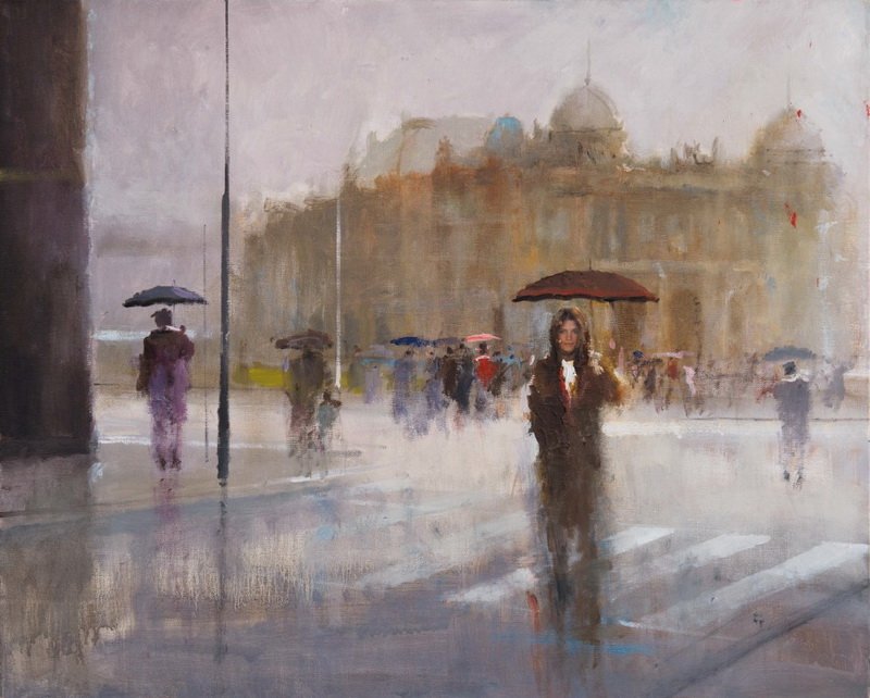 Fahrudin Šadić "Kišni dan" serigrafija 50x60cm