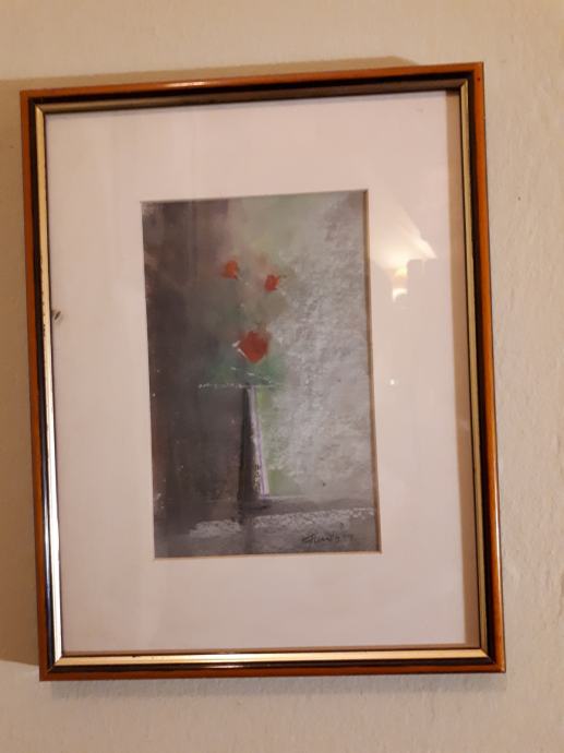 Prodajem umjetnicku sliku sa motivom cvijeta u vazi