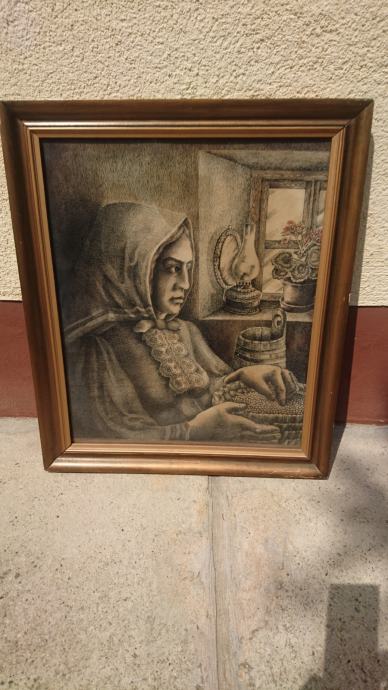 Slika naivnog umjetnika Josipa Brezinščaka s posvetom