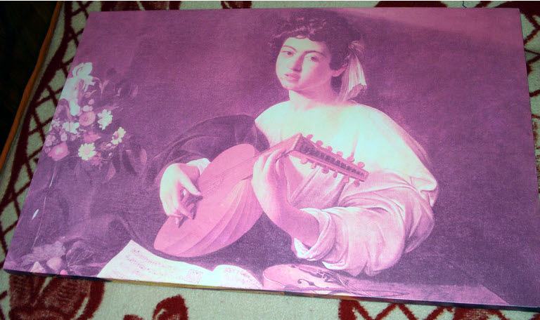 Velika reprodukcija Djevojka sa lutnjom Caravaggio print platno 75x50