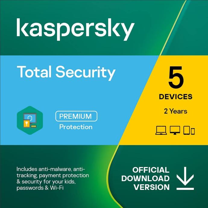 Kaspersky Total Security 5 Uređaja 2 Godine (ESD) PDV NOVO R1 račun