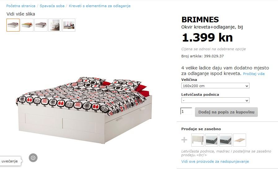 jedan vijesti pik  IKEA bračni krevet 160x200 kolekcija Brimnes