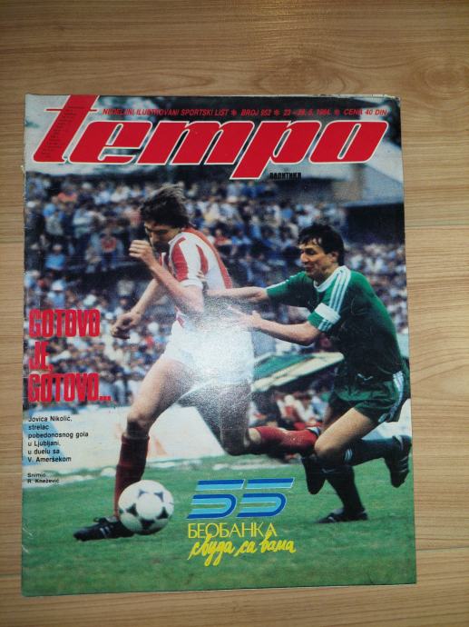 Časopis Tempo br.952 1984 g. Partizan- Hajduk,poster Zlatko Vujović