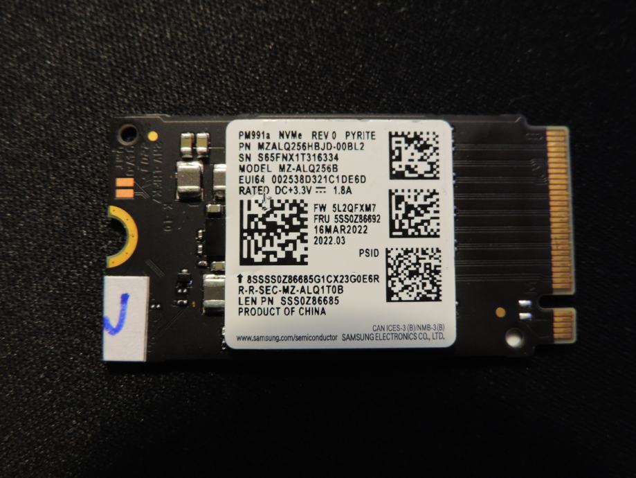 SSD 256GB Samsung PM-991a MZ-ALQ256B M.2 2242 NVMe PCIe Gen.3 x4