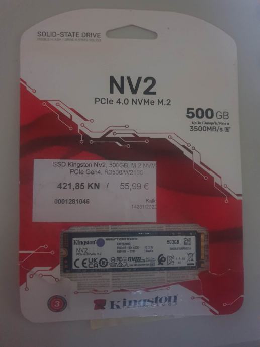 SSD 500GB Kingston PCIe 4.0 NVMe M.2