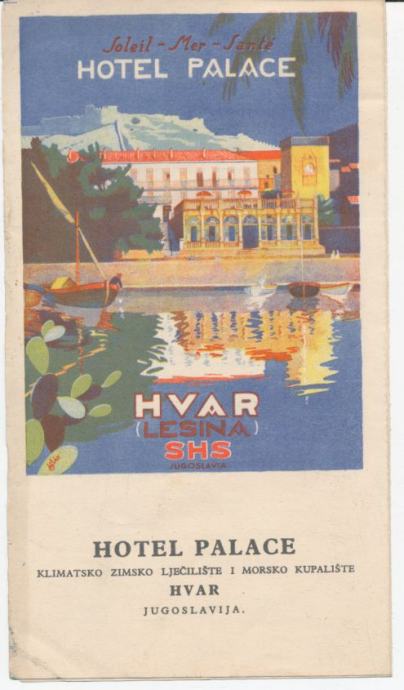 Hvar Hotel Palace predratni letak