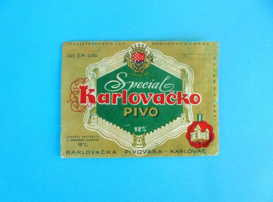 KARLOVAČKO PIVO - Karlovačka Pivovara * pivska etiketa pivo Karlovac