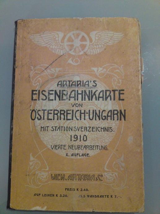STARA KARTA AUSTRO-UGARSKE ŽELJEZNICE IZ 1910.g.