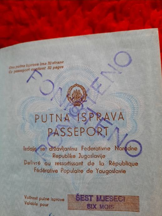 Stara putovnica pasoš putna isprava FNRJ