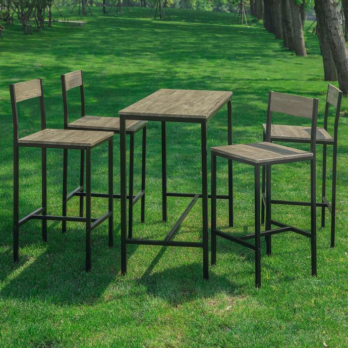 Barski set stol i 4 stolice sa naslonom