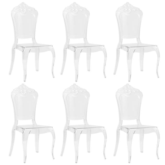 Blagovaonske stolice od polikarbonata 6 kom bijele - NOVO