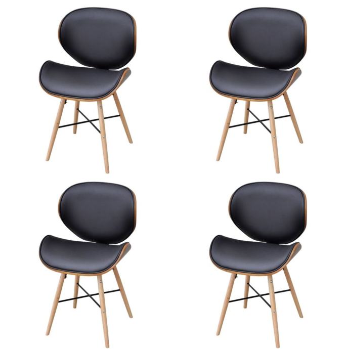 Blagovaonske stolice od zaobljenog drva i umjetne kože 4 kom  - NOVO
