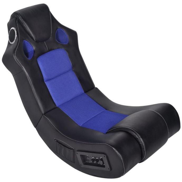 Crno-plava stolica za ljuljanje od umjetne kože s audio  241959