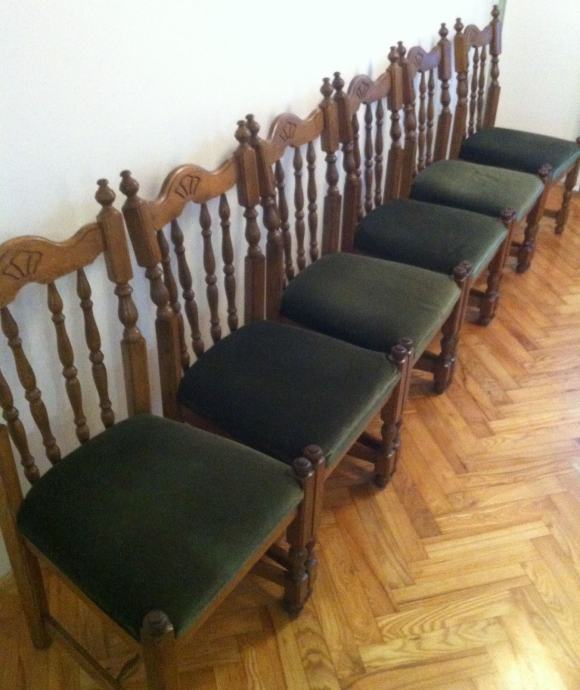 Drvena stolica hrast tapecirana - set 6 komada