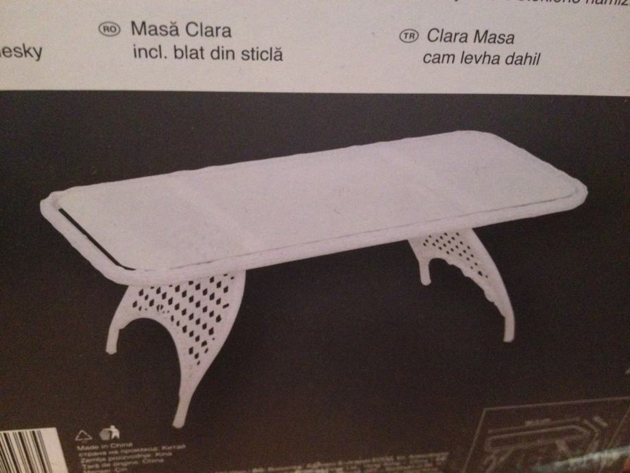 stol clara bijeli , sadrzi staklenu plocu dobra prilika
