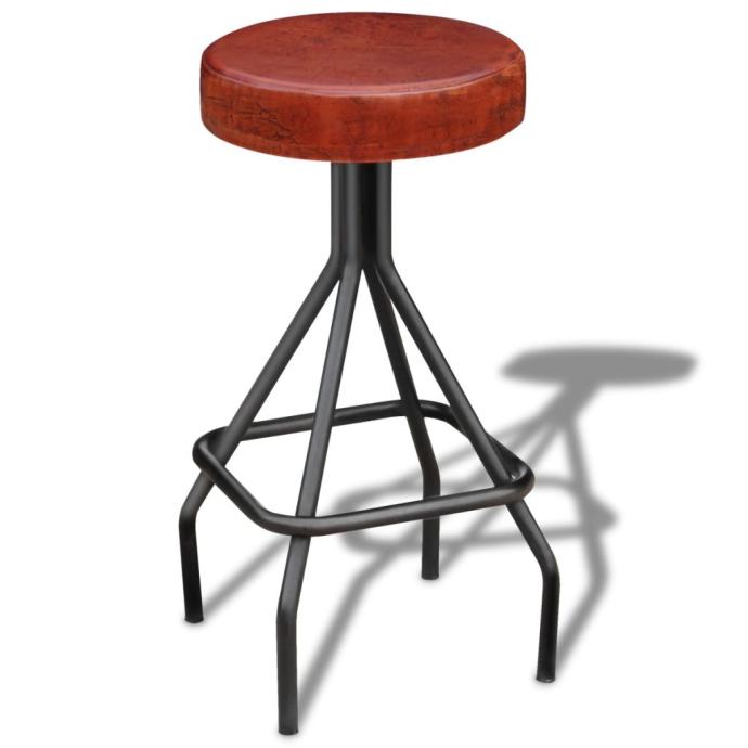 vidaXL Barska stolica od prave kože smeđa i crna  243420