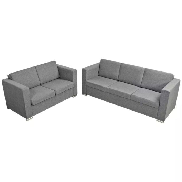 vidaXL Dvodijelni set sofa od tkanine svijetlosivi 274212