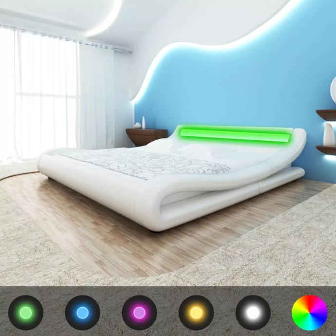 vidaXL Krevet s LED svjetlom i madracem 180 x 200 cm umjetna 273893