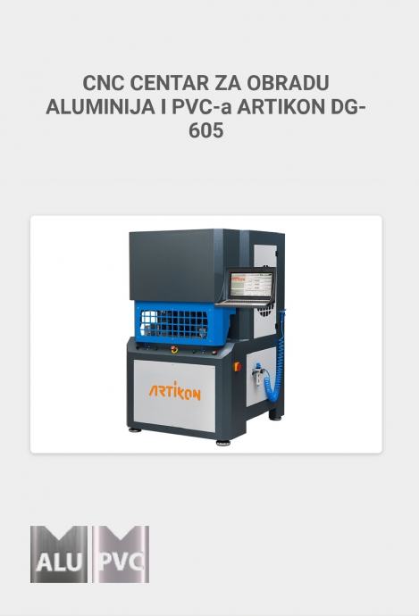 ARTIKON DG 605 CNC CENTAR ALU I PVC