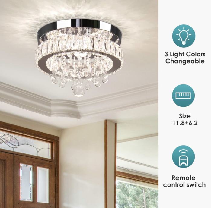 Lusteri Kristalni luster sa led svijetlom,lampice u 3 boje sa daljinskim