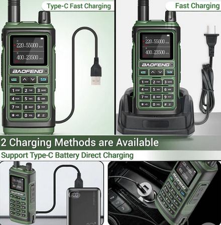 Baofeng UV-17 Pro Walkie-talkie Tribanda | Impermeabile IP45 | 16 Km Di Portata | 999 Canali | Ricarica USB-C | Torcia LED | Senza GPS | Arancione