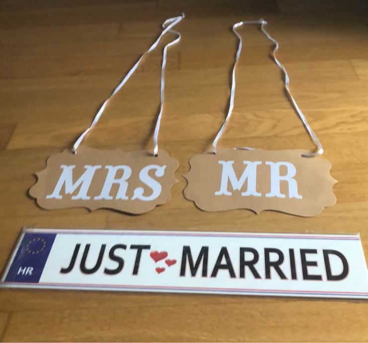 Tablica za vjencanje Just married i MRS & MR