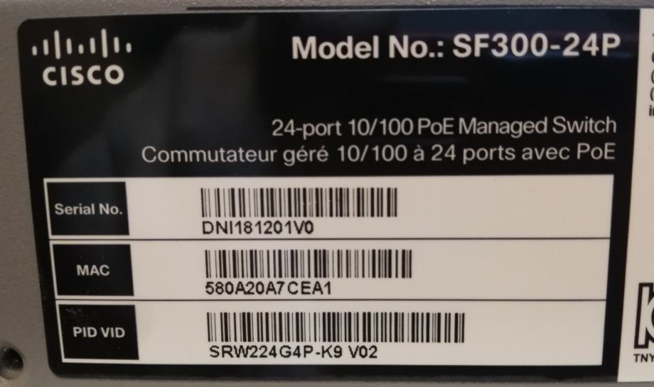 Cisco Poe switch SF300-24P ( interno napajanje )