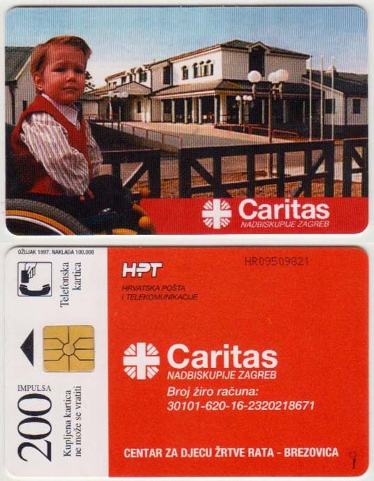 132 HRVATSKA CROATIA TEL.KARTICA CARITAS 1997 ČIP 1T