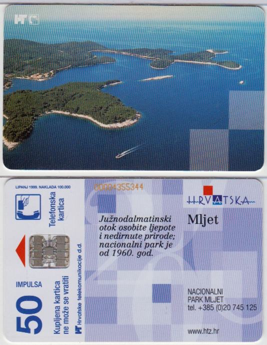 249 HRVATSKA CROATIA TEL.KARTICA TZ MLJET 1999