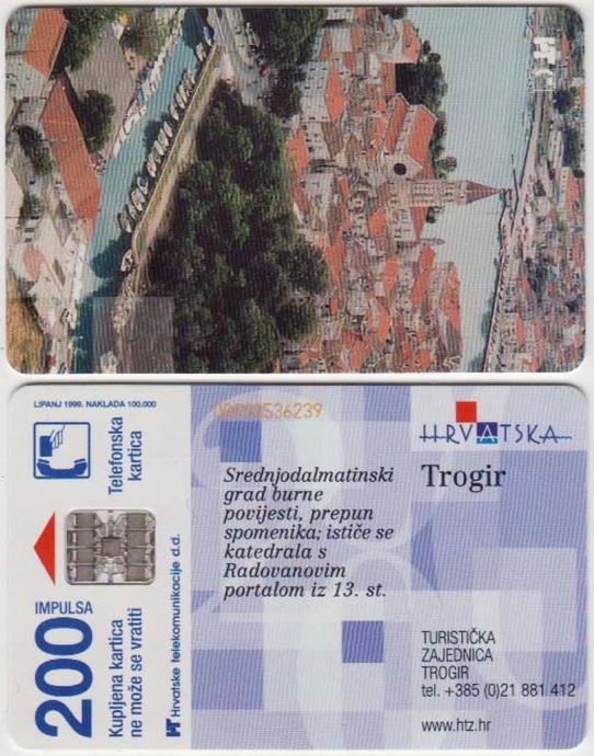 251 HRVATSKA CROATIA TEL.KARTICA TZ TROGIR 1999