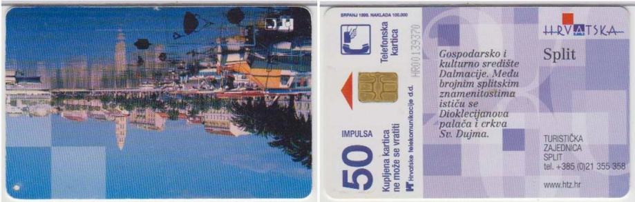 260 HRVATSKA CROATIA TEL.KARTICA TZ SPLIT 1999 OBRNUTI AVERS