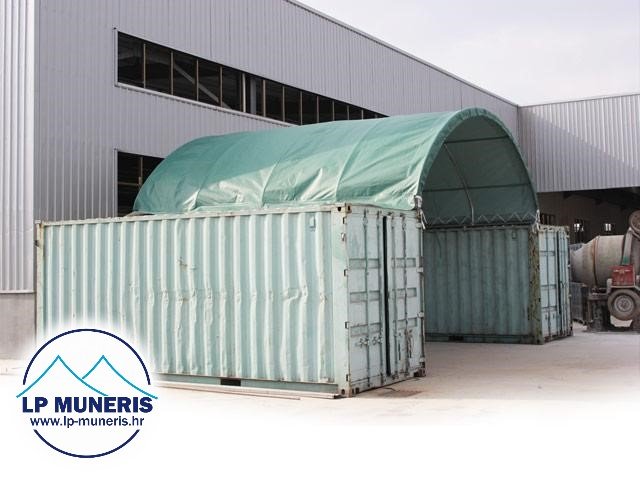 Skladišni šator nadstrešnica za kontejnere, 8x6m, PVC 720 g/m2, novo