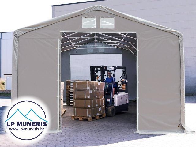 Skladišni šator 6x10m, KLIZNA VRATA, ulaz 3.6m, PVC 550 g/m2