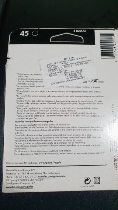 CARTUCCIA ORIGINALE HP 51645AE 45 Bk Nero 42ml 930 Pagine - Foto 14