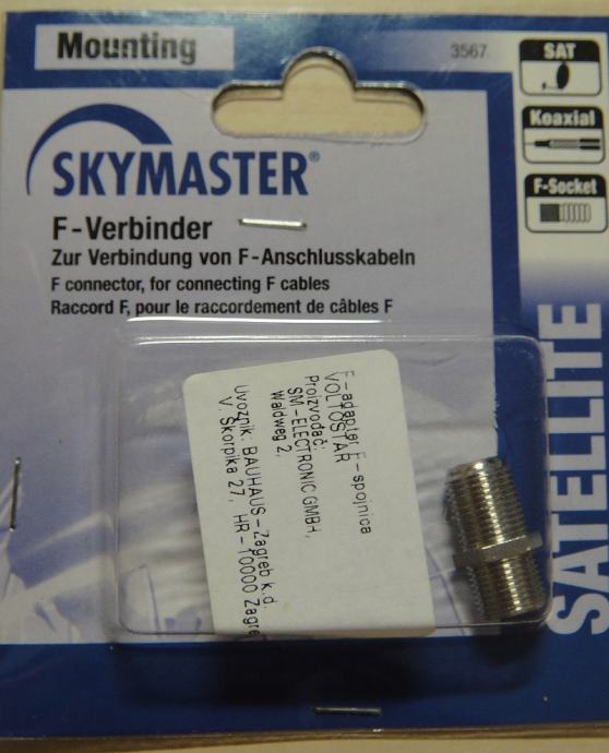 F-spojnica (konektor) za TV koaksijalni kabel, Skymaster 3567