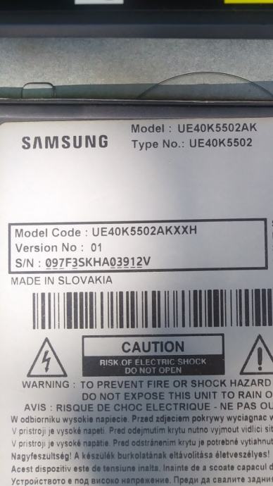 Samsung ue40K5502akxxh za dijelove