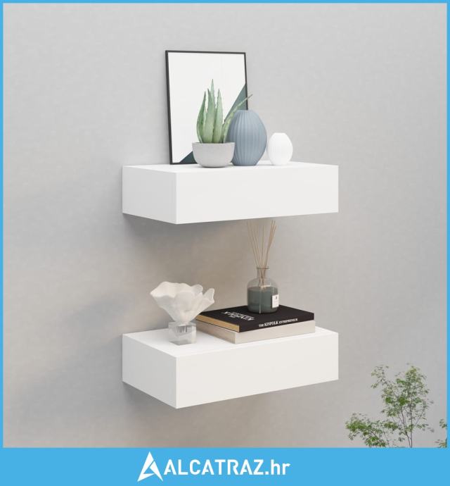 Etagères à Tiroirs Murales 40x23,5x10cm - Lot De 2 En MDF Et Métal Blanc - Rangement Déco