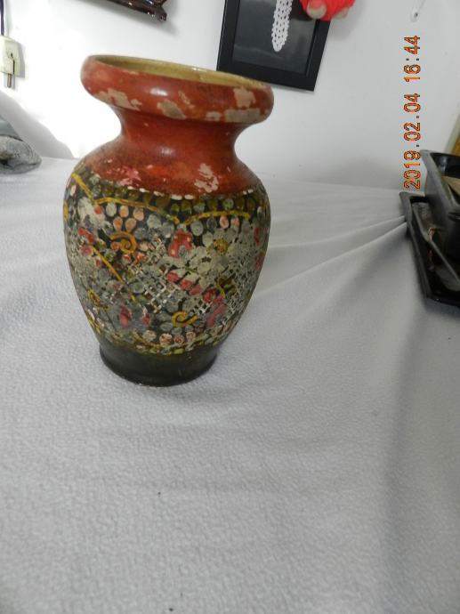 Stara Vaza(pečena glina) ručno oslikana vis 17cm