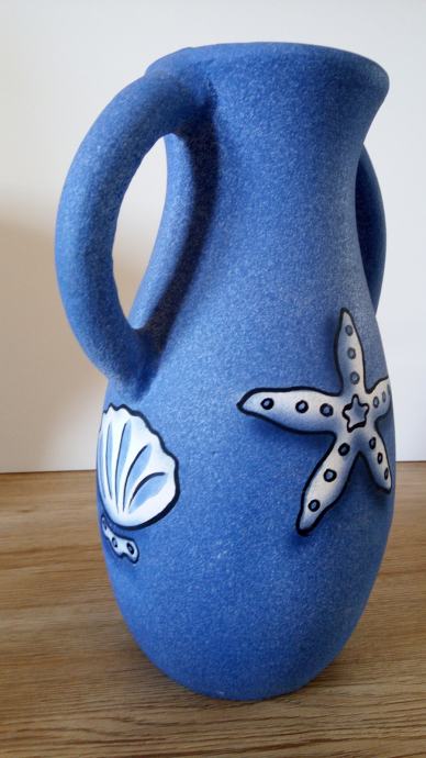 Ukrasna plava vaza - oslikana - špricana terakota - posebna