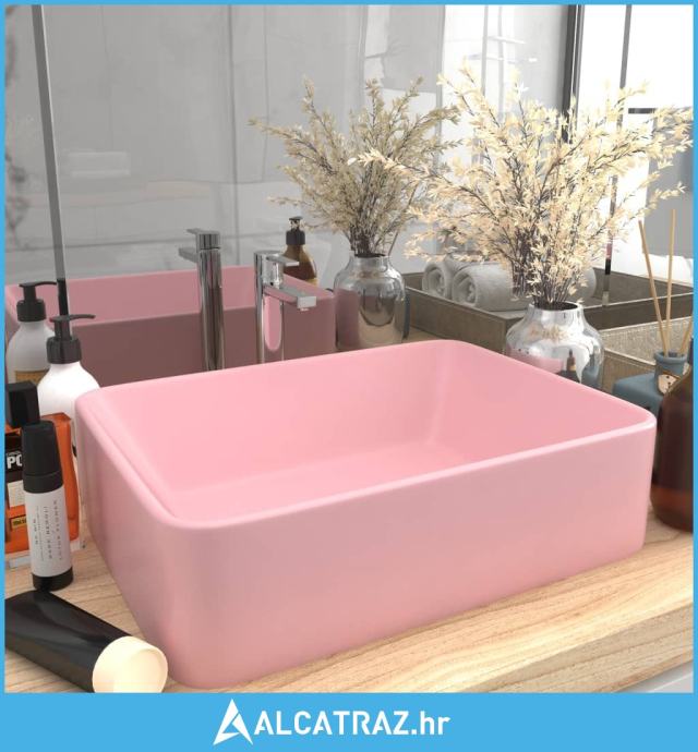 Luksuzni umivaonik mat ružičasti 41 x 30 x 12 cm keramički - NOVO