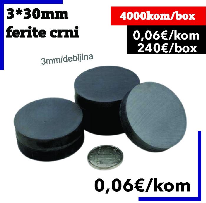 Magnet feritni, grafitni 30 x 3 mm za razne primjene