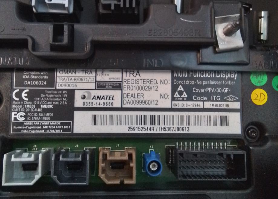 Ekran Renault Captur tomtom / 259152544R /A2C94304510